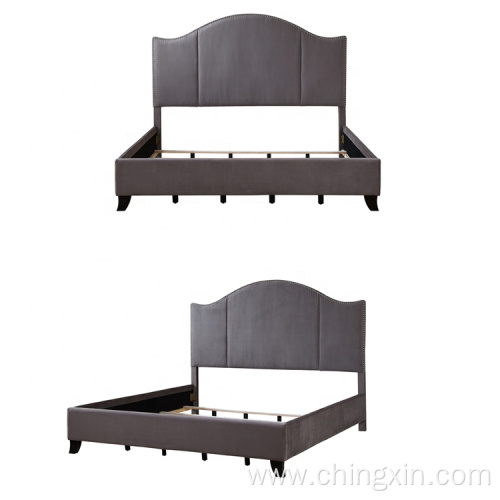 Wholesale Beds Nail Head KD Upholstered King Size Bed Bedroom Furniture CX613